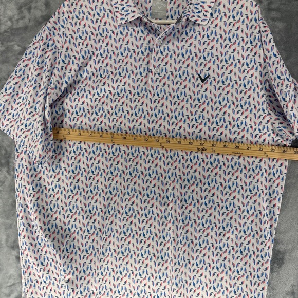 Callaway Golf Polo Shirt Mens XL All Over Parrot Print Short Sleeve Button Up - Picture 6 of 8